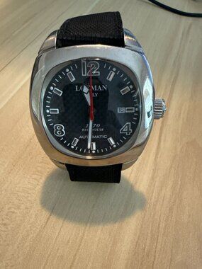 Locman Italy 1970 Titanium Automatic Watch Exhibition Caseback Carbon Dial